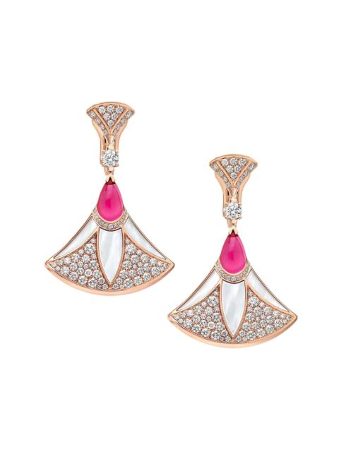 BVLGARI Women's Divissima Diva 18K Pink Gold, 2.21 TCW Diamond, Mother-Of-Pearl & Rubellite Drop Earrings -