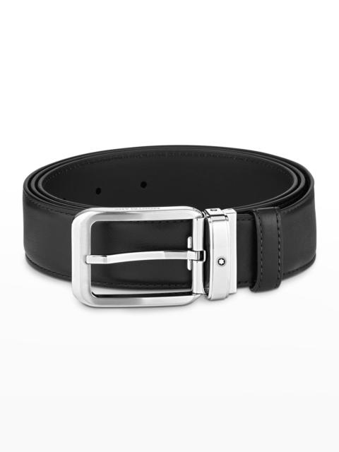 Montblanc Men's Rectangle Pin Buckle Leather Belt