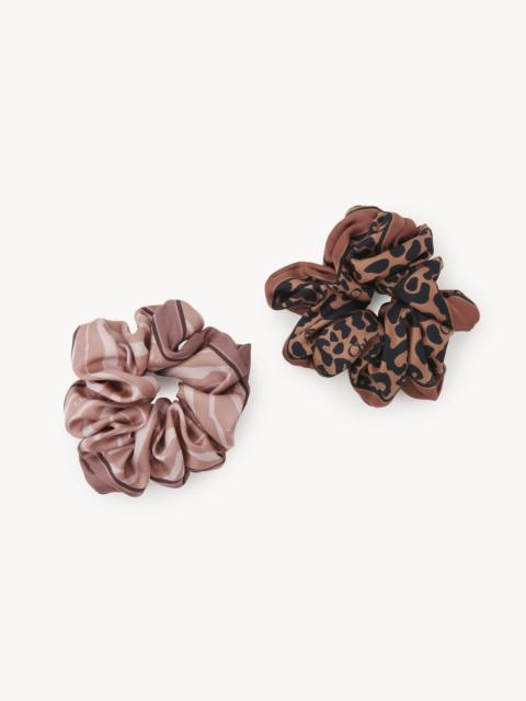Chloé ANIMAL-PRINT SCRUNCHIES IN SILK