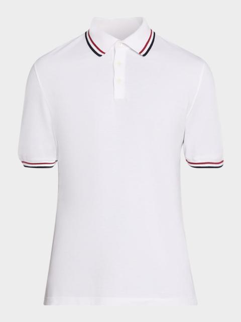 Brunello Cucinelli Men's Striped Cotton Polo Shirt