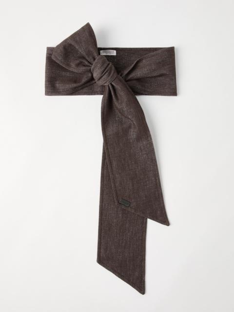 Brunello Cucinelli Sparkling no-fade denim foulard with monili