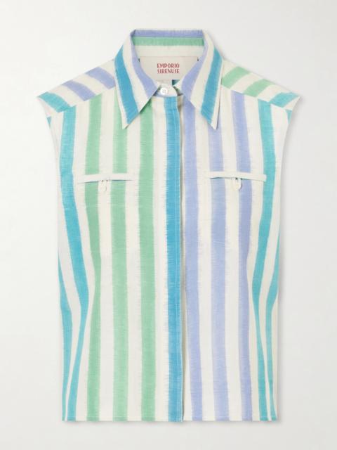 EMPORIO SIRENUSE Ylenia Ikat Striped Cotton Shirt