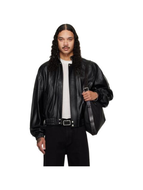LU'U DAN Black Blouson Leather Jacket