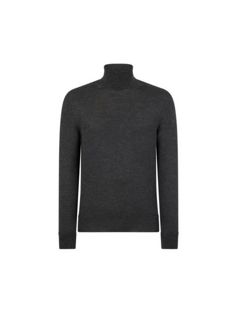 FINE GAUGE CASHMERE SILK ROLL NECK