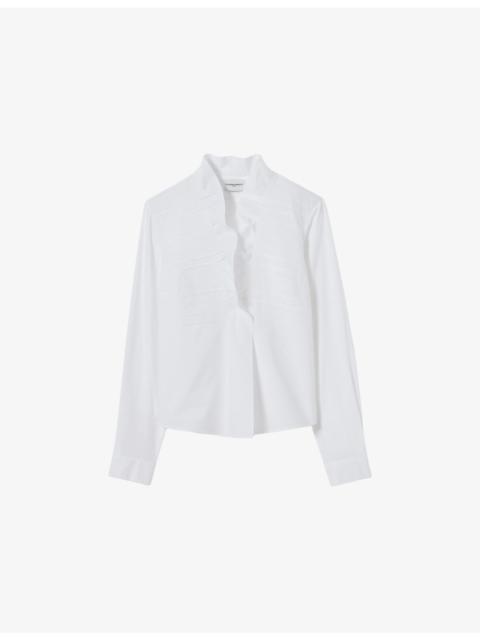 Claudie Pierlot Ruffled Long-Sleeved Cotton-Poplin Shirt