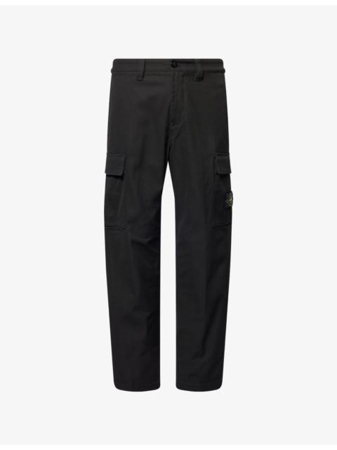 Stone Island Panama Logo-Patch Straight-Leg Cotton Trousers