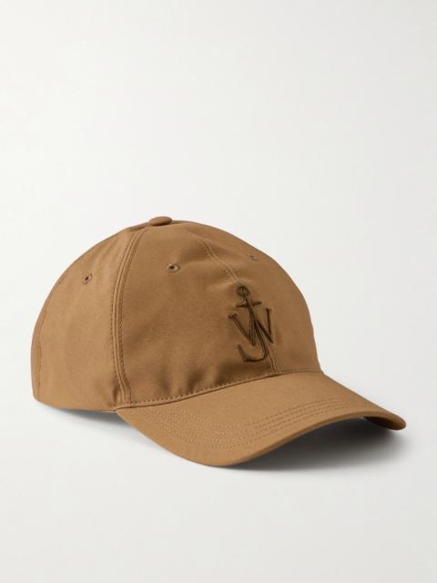 JW Anderson Logo-Embroidered Corduroy-Trimmed Waxed Cotton Baseball Cap Beige