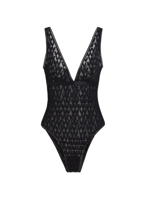 Wolford Women's Sheer Logo Bodysuit - Black