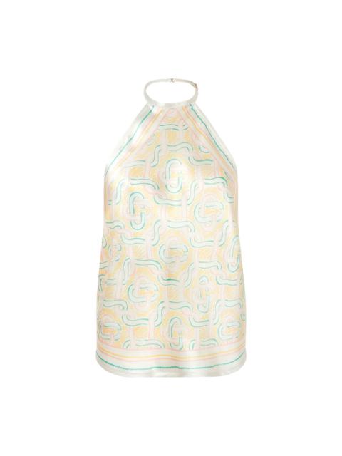 CASABLANCA Crayon Monogram Silk Scarf Top