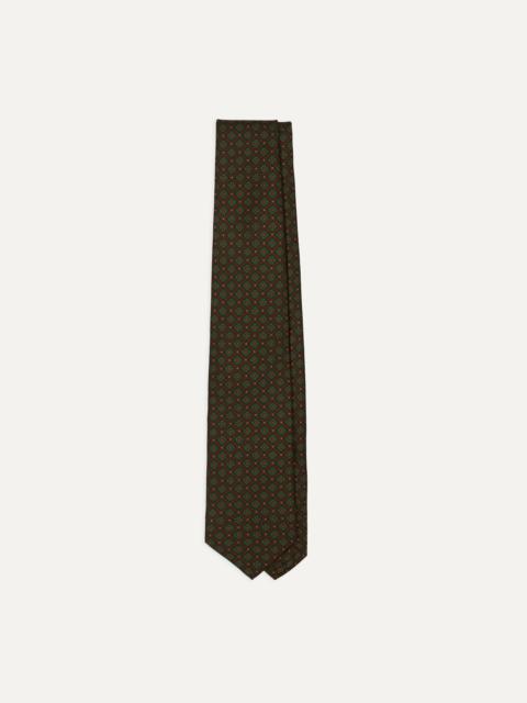 Drake's Brown Mini Squares Tile Print Silk Self-Tipped Tie