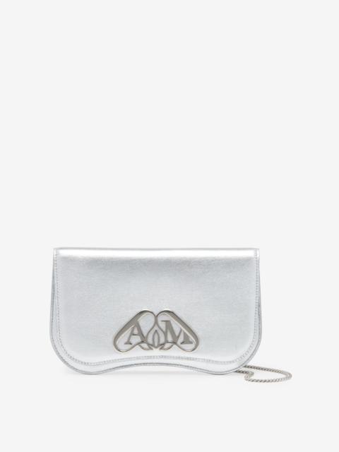 Alexander McQueen Women's The Seal Phone Mini Bag With Chain in Silver