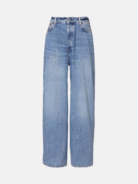 Acne Studios Crystal-embellished high-rise wide-leg jeans