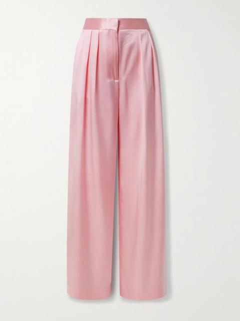 ADAM LIPPES Pleated Silk-charmeuse Wide-leg Pants