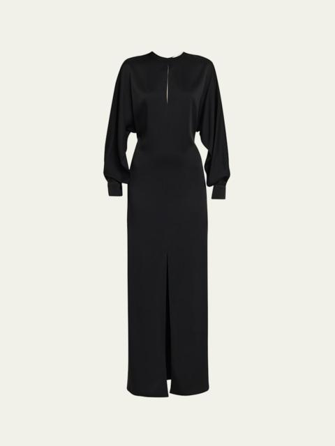 MICHAEL KORS COLLECTION Slit Long-Sleeve Satin Gown