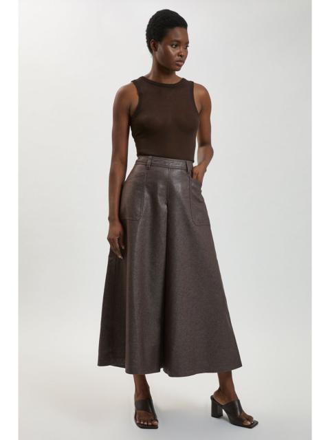 KAREN MILLEN Metallic Denim Coated Aline Skirt