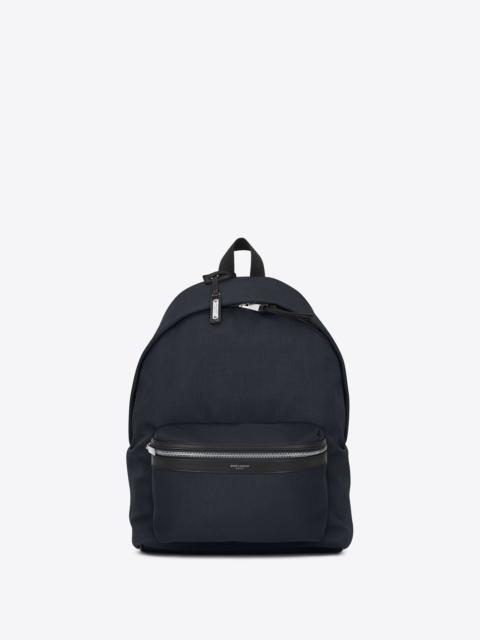 city backpack in nylon canvas and leather