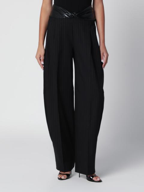 THE ANDAMANE Wide-Leg Black and White Wool Gabardine Trousers