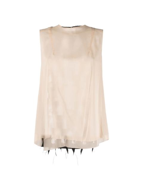 cut-out detail sleeveless blouse