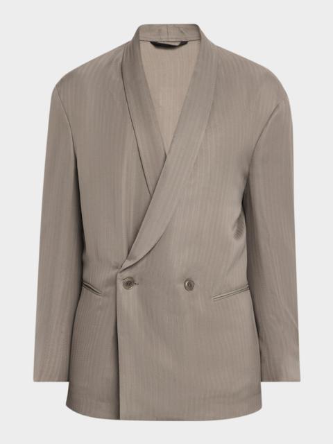 GIORGIO ARMANI Men's Chevron Cupro Relaxed Shawl-Lapel Suit