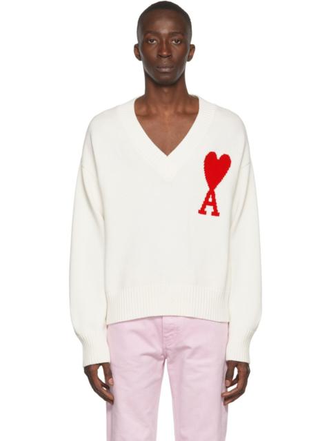 AMI Paris White Ami de Cœur Sweater