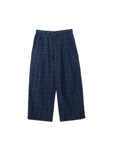 MAHARISHI KOMON AIZOME DIAMOND-PATTERN DRAWSTRING TROUSERS