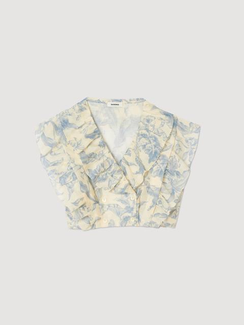 Sandro FLORAL RUFFLED TOP