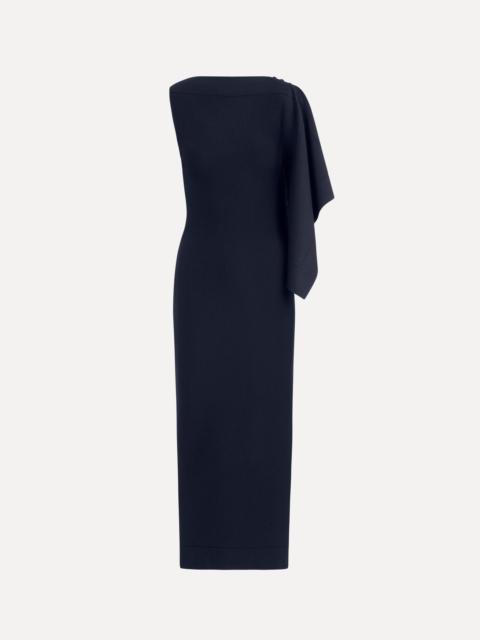 Oscar de la Renta HIBISCUS BROOCH KNIT DRESS