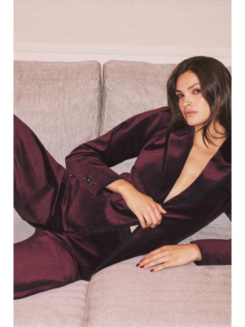 KAREN MILLEN Velvet Groisgrain Tailored Wide Leg Trouser