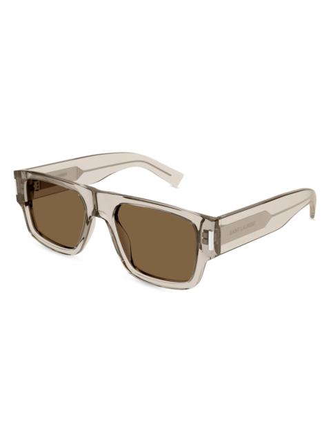 SAINT LAURENT Men's Naked Wirecore 55MM Square Sunglasses - Translucent Beige Brown