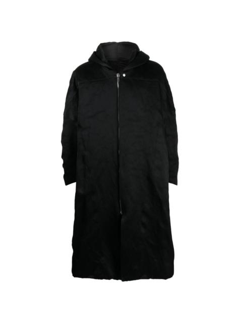 zip-up textured hooded coat