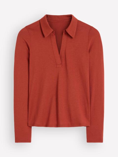 BODEN Open Collar Notch Neck-Burnt Orange