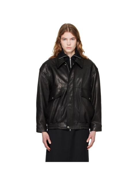 Dunst Black Oversized Vintage Leather Jacket