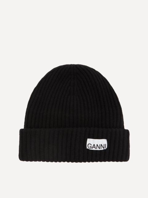 GANNI Ribbed Knit Beanie Hat