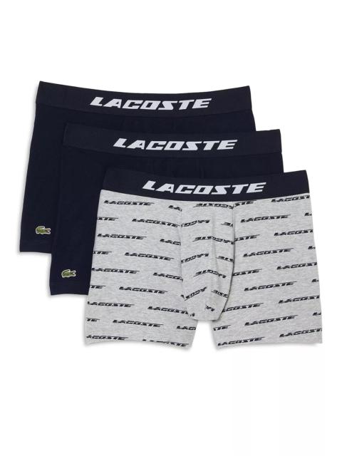LACOSTE Cotton Stretch Jersey Logo Print Boxer Briefs, Pack of 3