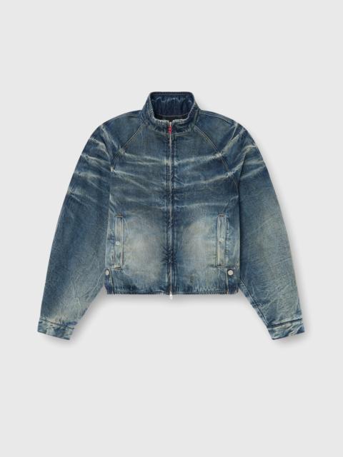 Diesel PADDED JACKET IN DIRTY-EFFECT CREASED DENIM