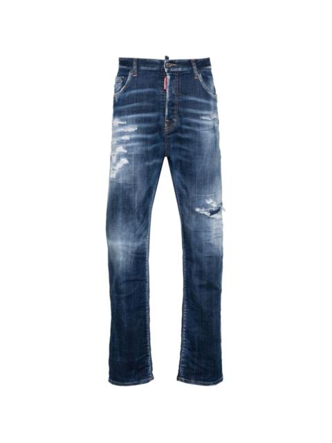 Dark Ripped Cast Wash Bro straight-leg jeans