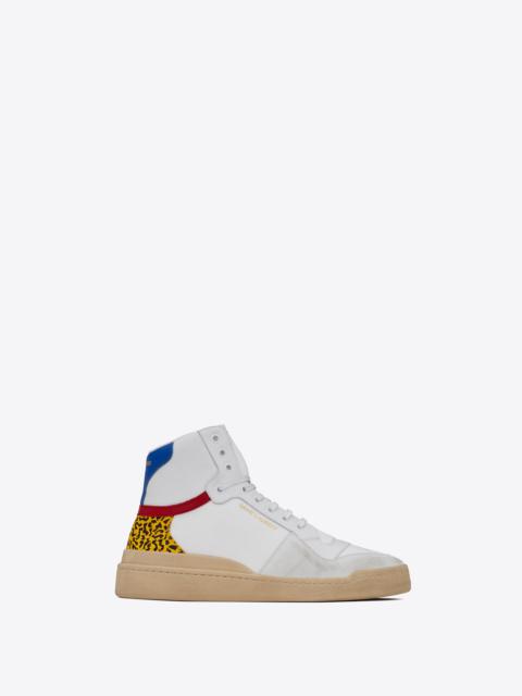 SAINT LAURENT sl24 mid-top sneakers in canvas, leather and suede
