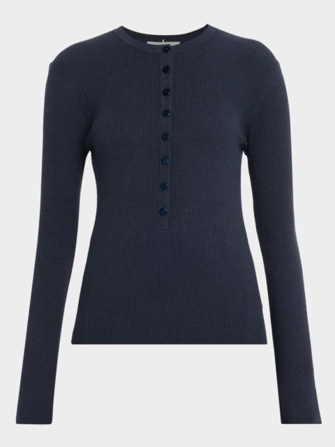 LISA YANG Airi Cotton-Cashmere Henley Sweater