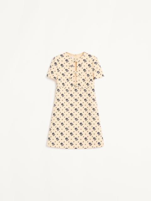 SHORT DRESS IN CREPE COUTURE FIORELLINO BLU PAPIER FLORAL