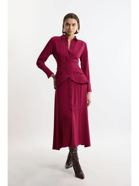 KAREN MILLEN Petite Soft Tailored Belted Maxi Shirt Dress