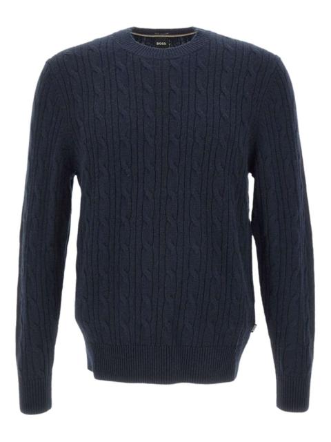 BOSS cable knit crew neck sweater