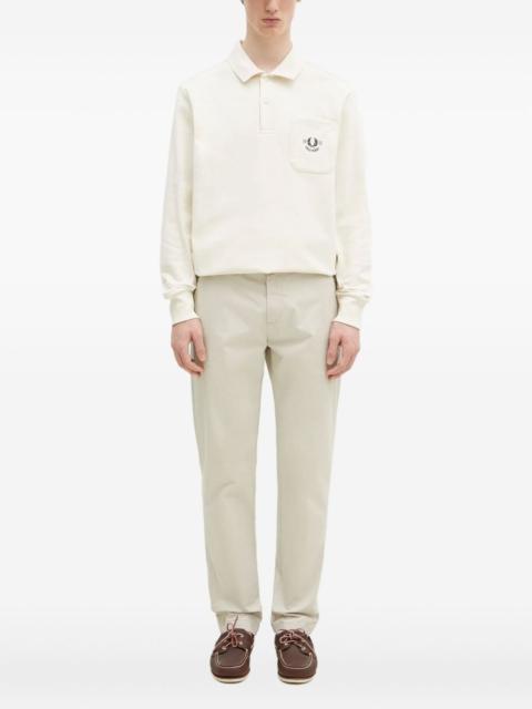 Fred Perry embroidered-pocket long-sleeve polo shirt