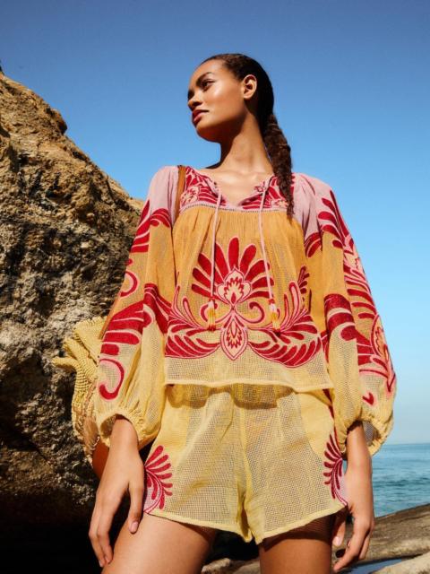 FARM RIO Soft Yellow Arabesc Blouse