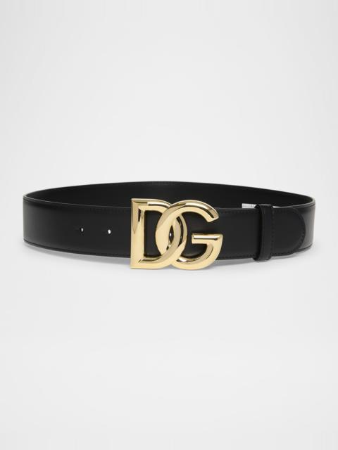 Dolce & Gabbana DG Logo Buckle Leather Belt