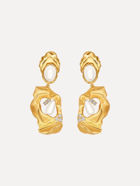 Oscar de la Renta HAMMERED PEARL CLIP-ON EARRINGS