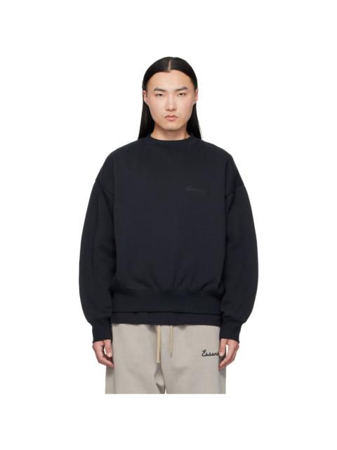 ESSENTIALS Black Classic Crewneck Sweatshirt