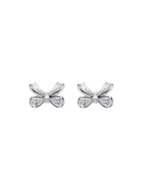 Silver Butterfly Flower Stud Earrings