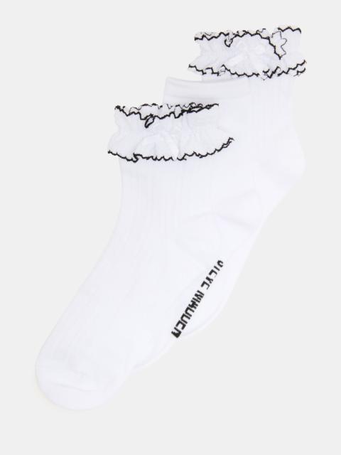 STEVE MADDEN 2 PACK AVA RUFFLE SOCKS WHITE