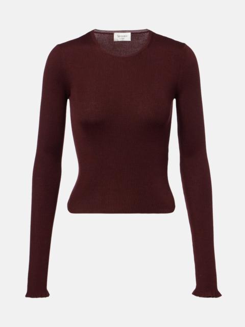 SAINT LAURENT Ribbed-knit wool, cashmere, and silk top