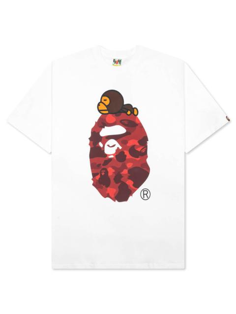 COLOR CAMO MILO ON BIG APE TEE - WHITE/RED